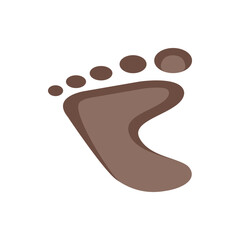 Illustration of a single brown footprint with five toes on a white background in a simple cartoon style
