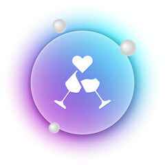 White Glass of champagne icon isolated on white background. Happy Valentines day. Blue and purple gradient circle background. Vector