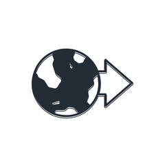 Black Location on the globe icon isolated on white background. World or Earth sign. Vector