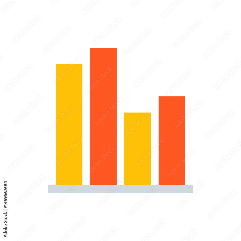 Poster a bar graph with two yellow bars and two orange bars showing data comparison and visual representati