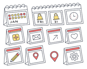 Calendar and Date Outline Icon Set