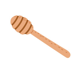 Wooden honey dipper resting on a light background with a minimalist design