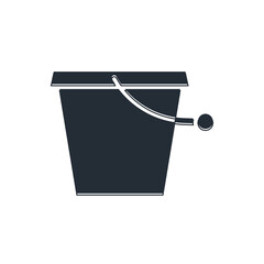 Black Bucket icon isolated on white background. Vector