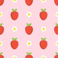 Seamless pattern with cute strawberry.