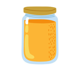 Bright orange beverage in a clear jar on a white background