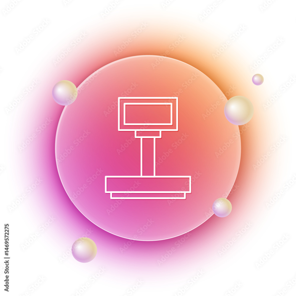 Poster white scale icon isolated on white background. logistic and delivery. weight of delivery package on 