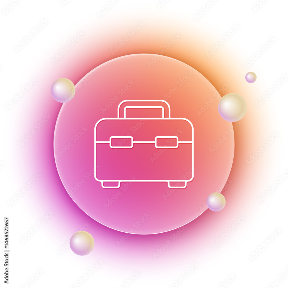 Poster white toolbox icon isolated on white background. tool box sign. orange and pink gradient circle back