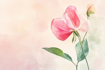 Delicate pink blossoms on soft pastel background.