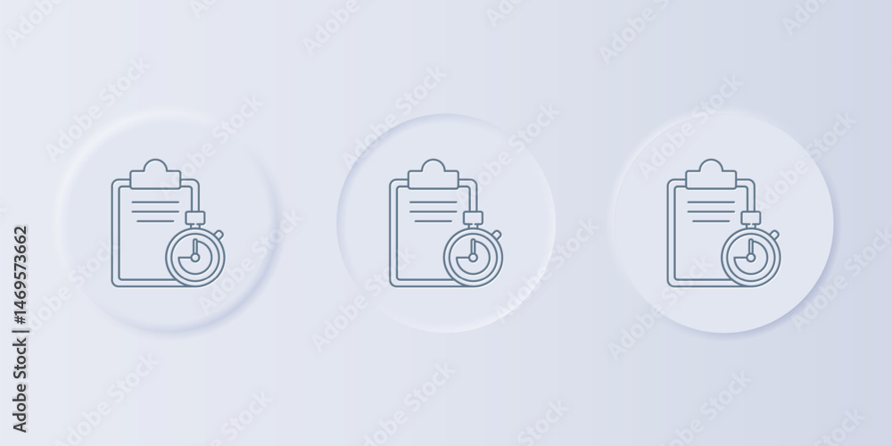 Poster grey verification of delivery list clipboard icon isolated on grey background. set icons in square b