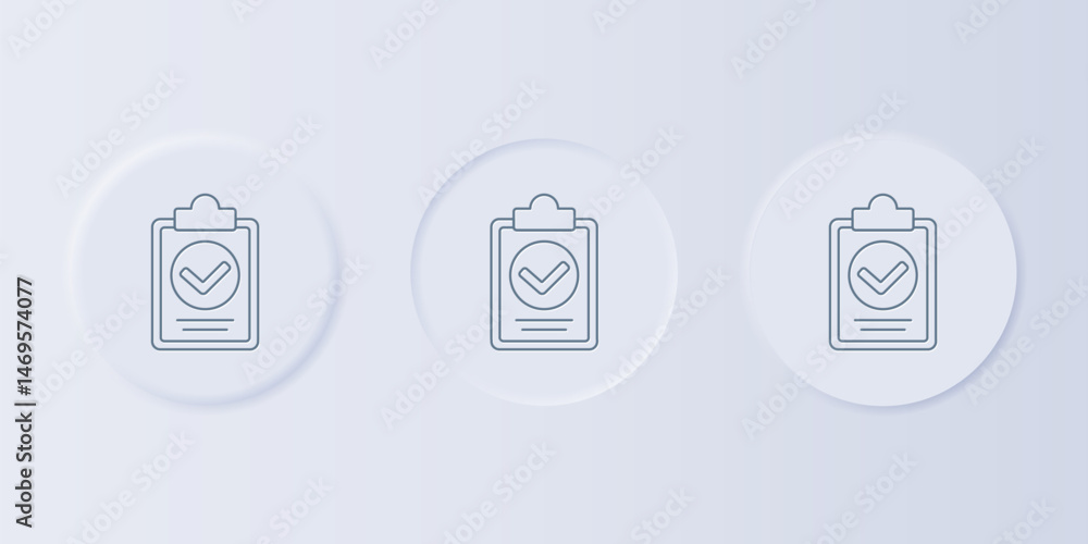 Poster grey verification of delivery list clipboard icon isolated on grey background. set icons in square b