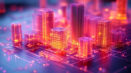 Fototapeta premium Stunning Architectural Model with Light Effects High Resolution Illustration