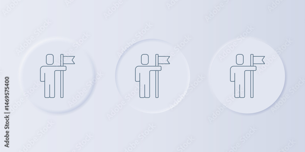Poster grey leader of a team of executives icon isolated on grey background. set icons in square buttons. v