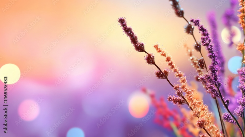 Poster dreamy defocused bokeh lights in warm tones, creating a soft and minimalistic ambiance