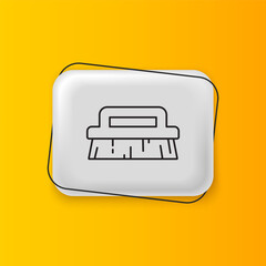Black Brush for cleaning icon isolated on yellow background. Silver rectangle button. Vector