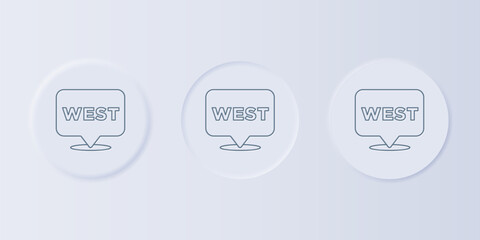 Grey Pointer to wild west icon isolated on grey background. Western signboard, message board, signpost for finding way with direction. Set icons in square buttons. Vector