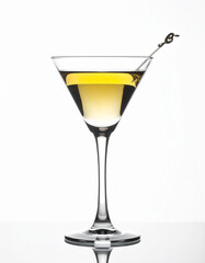 glass of martini on white background