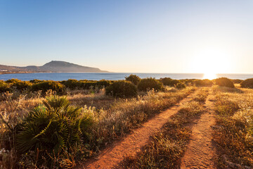 Sunset at Monte Cofano natural reserve, Sicily, Italy