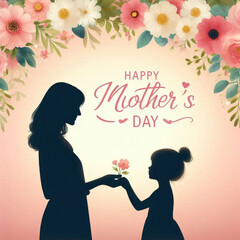 Mother day mother's day love silhouette design 