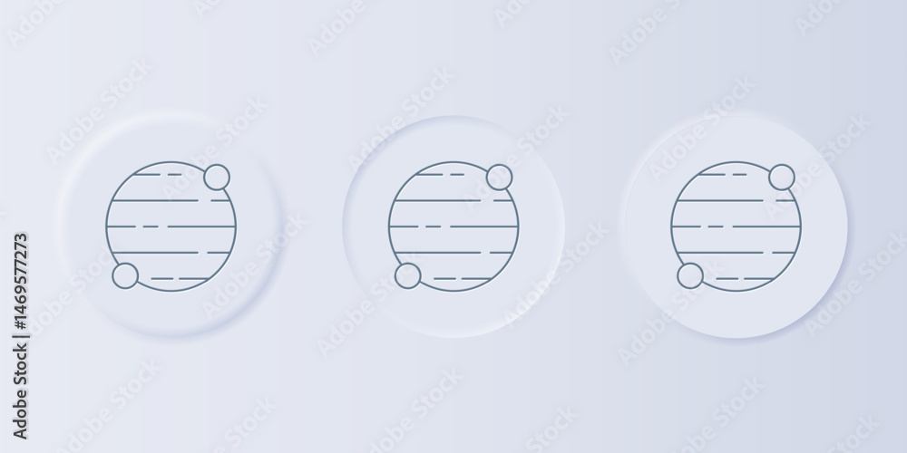 Poster grey planet icon isolated on grey background. set icons in square buttons. vector