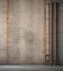 Grungy concrete wall, rusty pipes, glued poster mockup , style, visual, wall