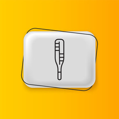 Black Medical thermometer for medical examination icon isolated on yellow background. Silver rectangle button. Vector