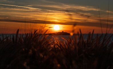 Sunset behind Isola delle Femmine, Terrasini, Sicily, Italy