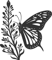 Silhouette of a monarch butterfly vector