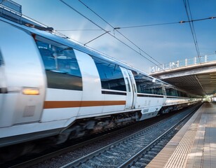 Fototapeta premium bullet train enters station