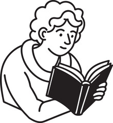 Book icon vector, reading book  silhouette , line art illustration 