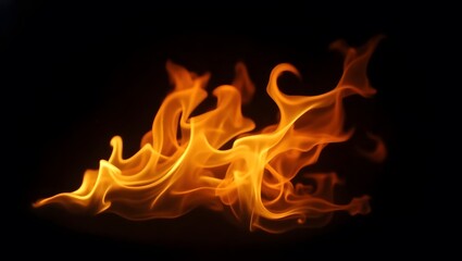 Fototapeta premium Fire flames on black background. Fire burn flame isolated, abstract texture. Flaming effect with burning fire.