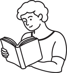 Book icon vector, reading book  silhouette , line art illustration 