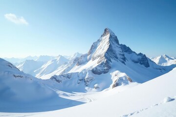 Snow-covered mountain peak, pristine white landscape, white, still life, isolated