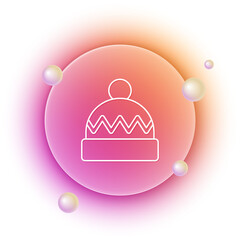 White Winter hat icon isolated on white background. Orange and pink gradient circle background. Vector