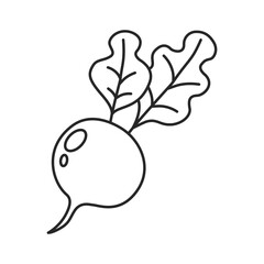 Beetroot vegetable with leaves icon in flat style. Beet plant vector illustration on isolated background. Healthy food sign business concept.