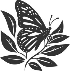 Silhouette of a monarch butterfly vector