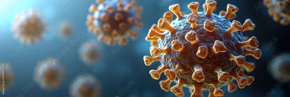Poster visual representation of a virus highlighting its structure and characteristics in a detailed layout