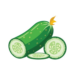 Cucumber vegetable icon in flat style. Gherkin plant vector illustration on isolated background. Healthy food sign business concept.