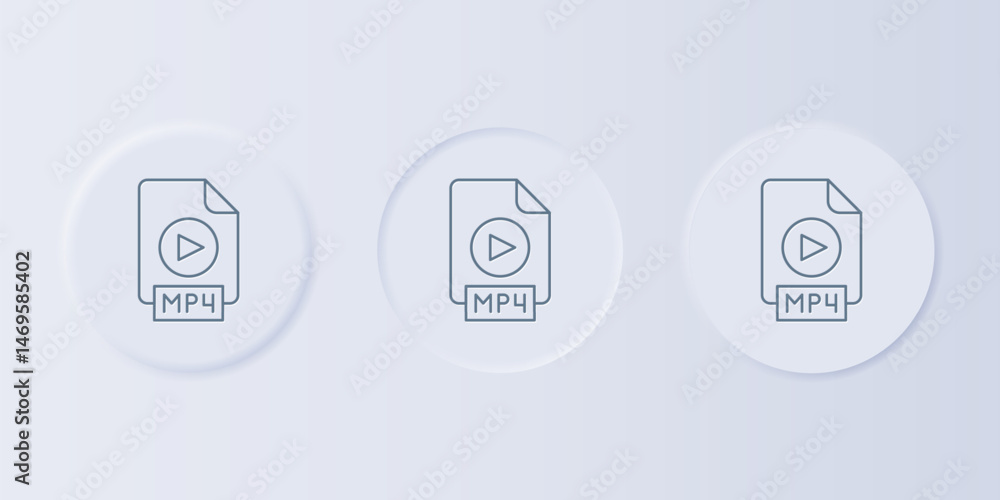 Poster grey mp4 file document. download mp4 button icon isolated on grey background. mp4 file symbol. set i