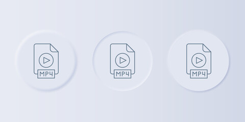 Grey MP4 file document. Download mp4 button icon isolated on grey background. MP4 file symbol. Set icons in square buttons. Vector