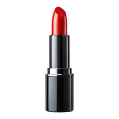 Elegant red lipstick in a glossy black case product shot isolated on transparent background