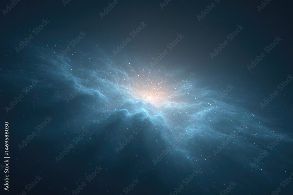 Poster 3d illustration of celestial object like sparkling star glowing planet or intricate nebula floating 