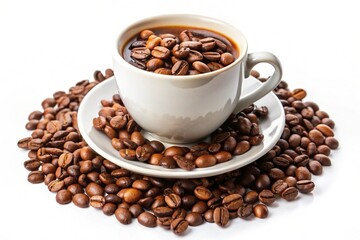 Fototapeta premium cup of coffee with beans