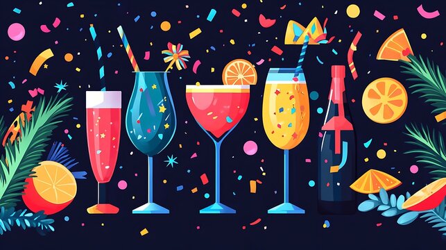 Festive Cocktails Party Drinks Celebration.