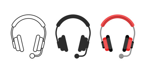 Headset icon in flat style. Earphone vector illustration on isolated background. Headphone sign business concept.