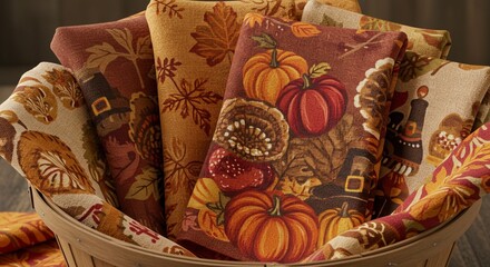 Exquisite Autumnal Thanksgiving Fabric Collection: Rich Harvest Hues and Festive Pilgrim Designs for Home Decor