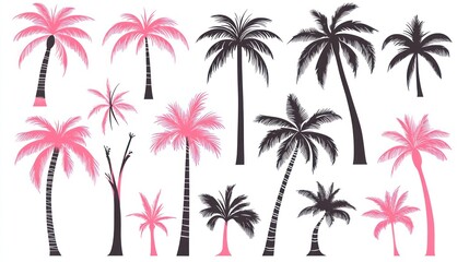 Obraz premium Palm Trees Collection on White Background