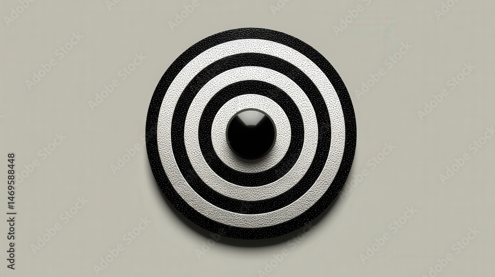Aufkleber Minimalist design of a black and white button centered within concentric circles creating a striking visual effect