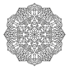 Detailed Mandala Line Art | Symmetrical Abstract Design | Printable Coloring Sheet for Relaxation