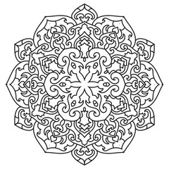Hand-Drawn Simple Mandala Illustration | Ethnic Circular Design | Vector Template for Coloring Books
