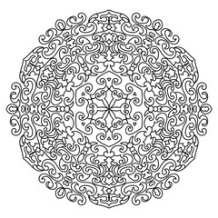 Zen Inspired Mandala Design | Black and White Outline | Detailed Decorative Coloring Art